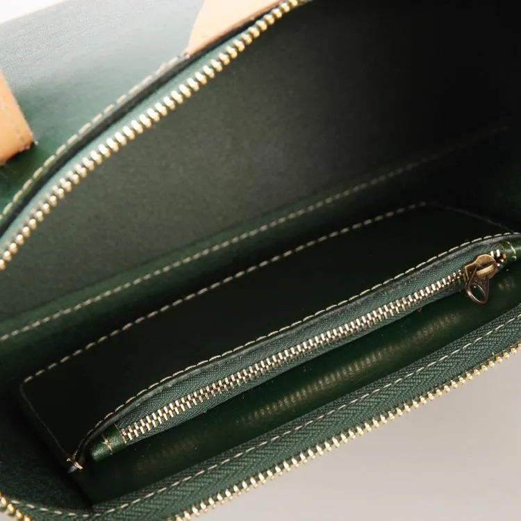 Handmade Vintage Womens Green Leather Handbags Unique Leather Womens Shoulder Purse