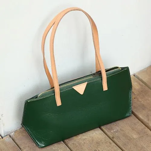 Handmade Vintage Womens Green Leather Handbags Unique Leather Womens Shoulder Purse