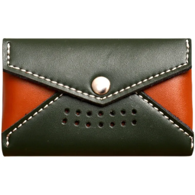 Handmade Women Leather Card Holder Envelope Card Holder Coin Wallet For Women