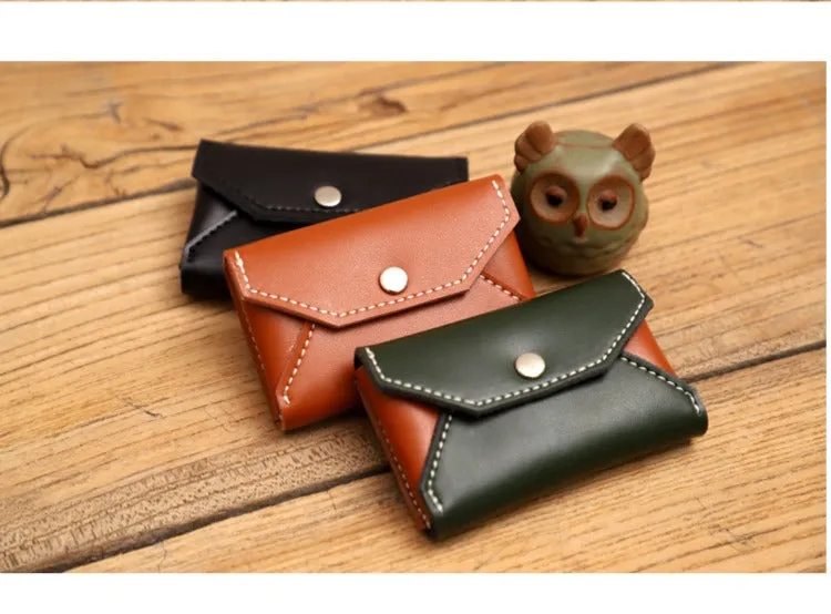 Handmade Women Leather Card Holder Envelope Card Holder Coin Wallet For Women