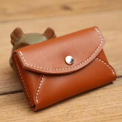 Handmade Women Leather Card Holders Envelope Black Card Holder Coin Wallet For Women