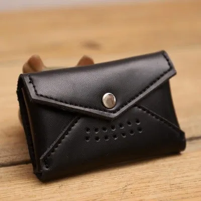 Handmade Women Leather Card Holders Envelope Brown Card Holder Coin Wallet For Women