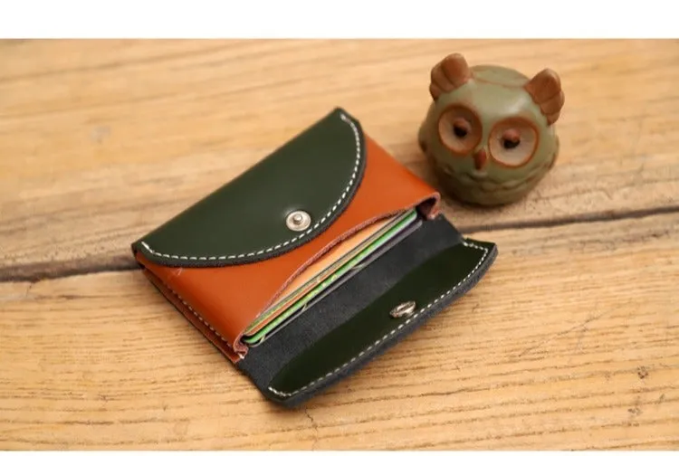 Handmade Women Leather Card Holders Envelope Brown Card Holder Coin Wallet For Women