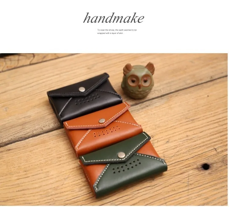 Handmade Women Leather Card Holders Envelope Brown Card Holder Coin Wallet For Women