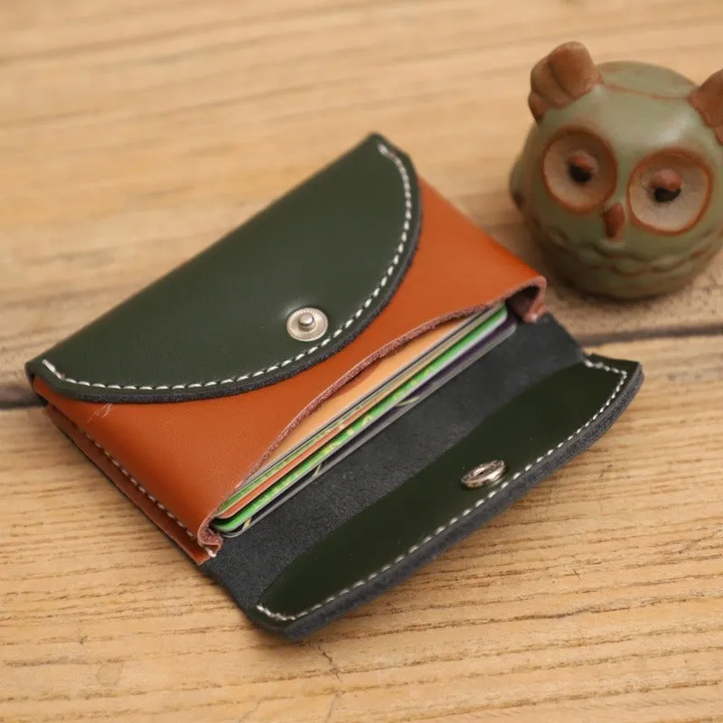 Handmade Women Leather Card Holders Envelope Green Card Holder Coin Wallet For Women