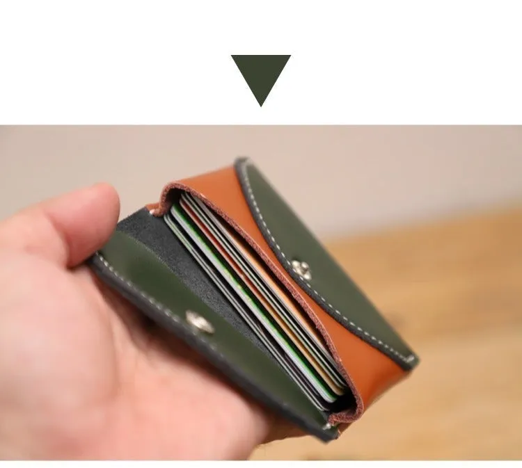Handmade Women Leather Card Holders Envelope Green Card Holder Coin Wallet For Women