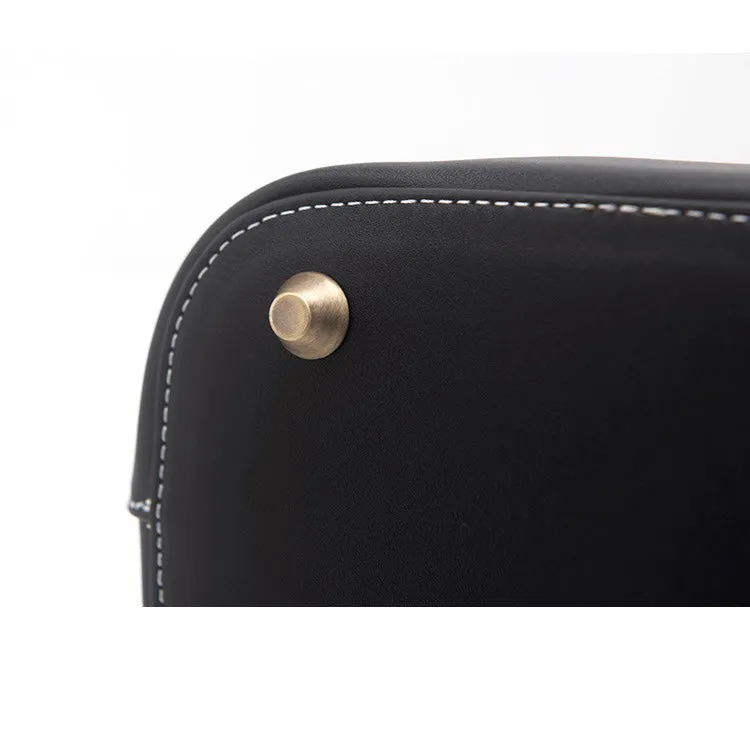 Handmade Womens Black Leather Tote Handbag Purse Dog Tote Bag for Women