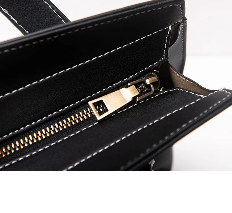 Handmade Womens Black Leather Tote Handbag Purse Dog Tote Bag for Women
