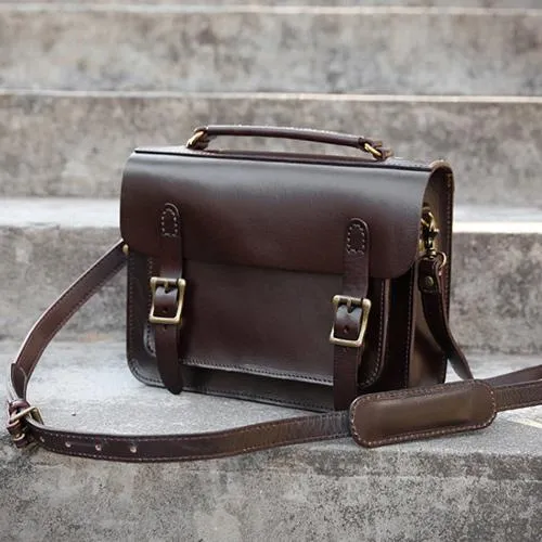 Handmade Womens Green Leather Satchel Shoulder Bag Cambridge Structured Satchel Handbag Purse for Men