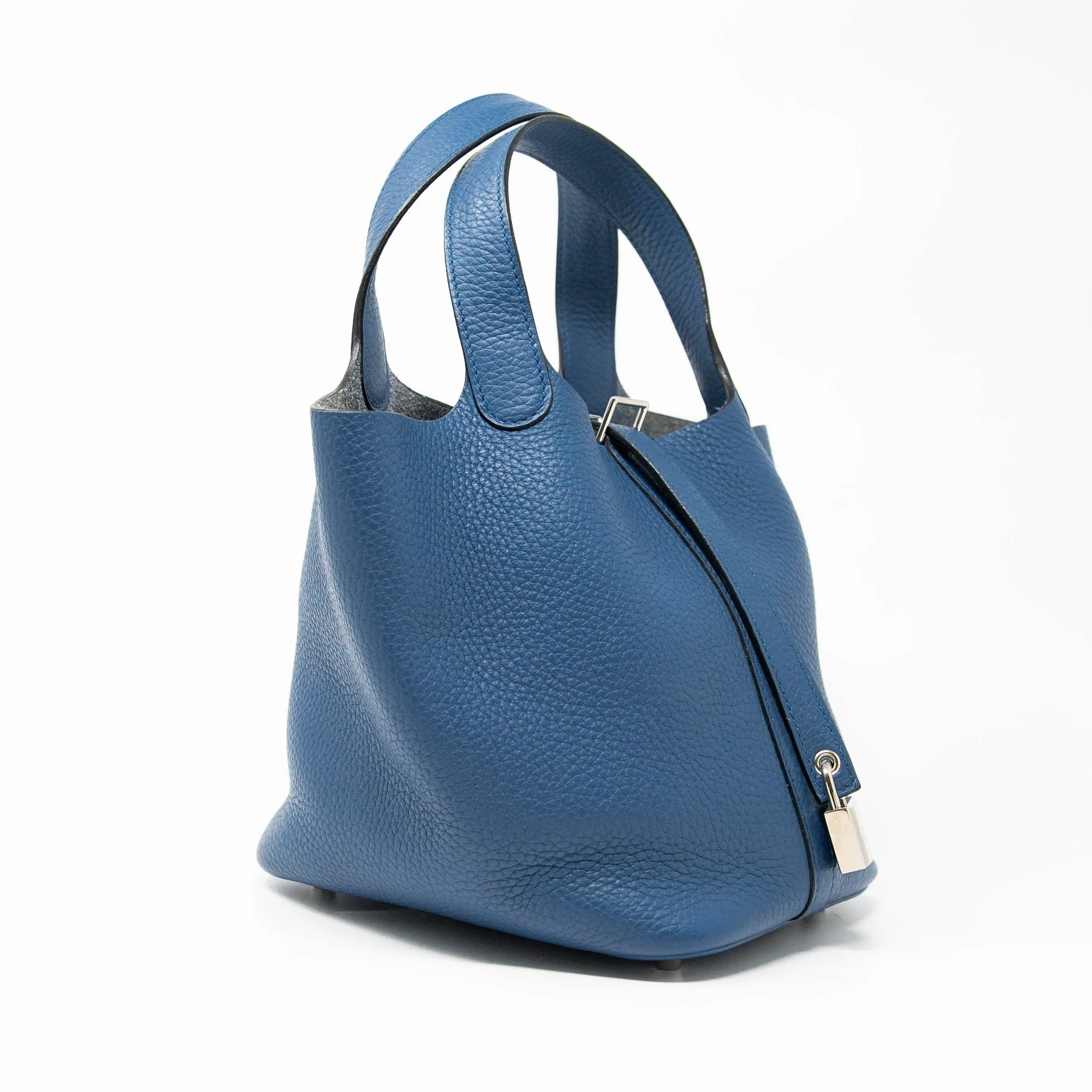 Hermes Bleu Agate Clemence Picotin 18