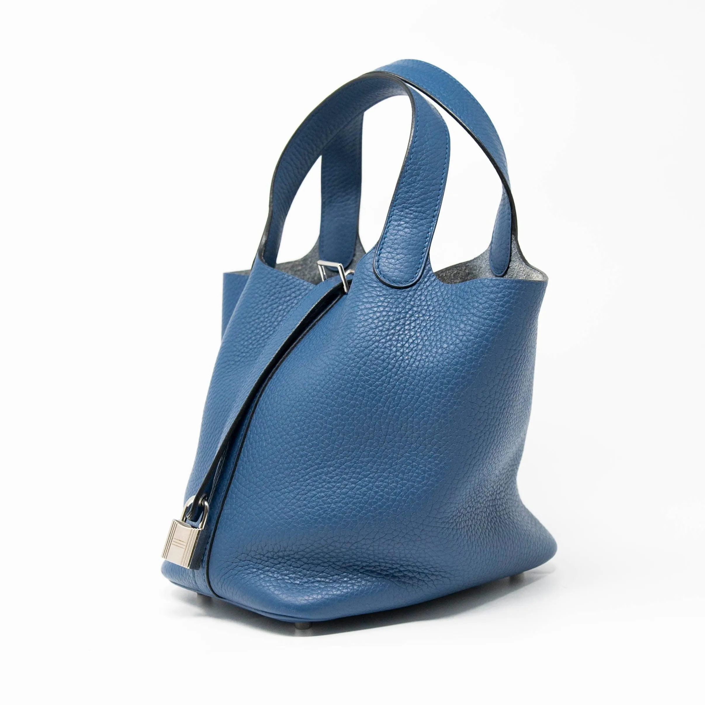 Hermes Bleu Agate Clemence Picotin 18