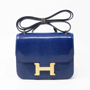 Hermes Bleu Saphir Lizard Constance 18