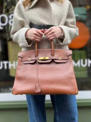 Hermes Gold Birkin 35 Ardennes Leather Handbag