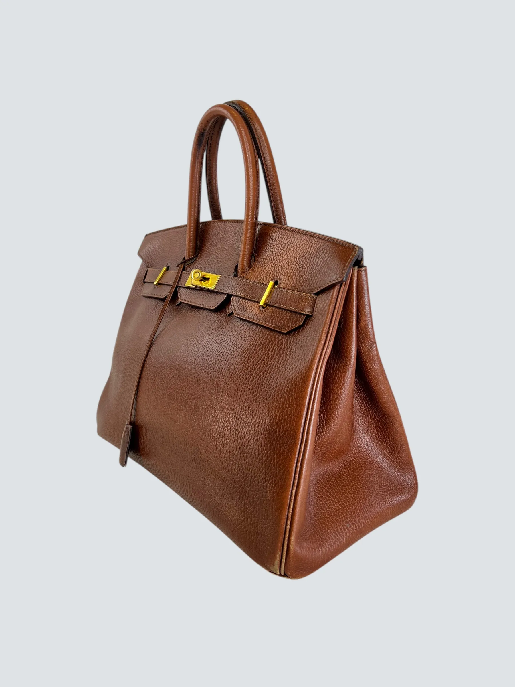 Hermes Gold Birkin 35 Ardennes Leather Handbag