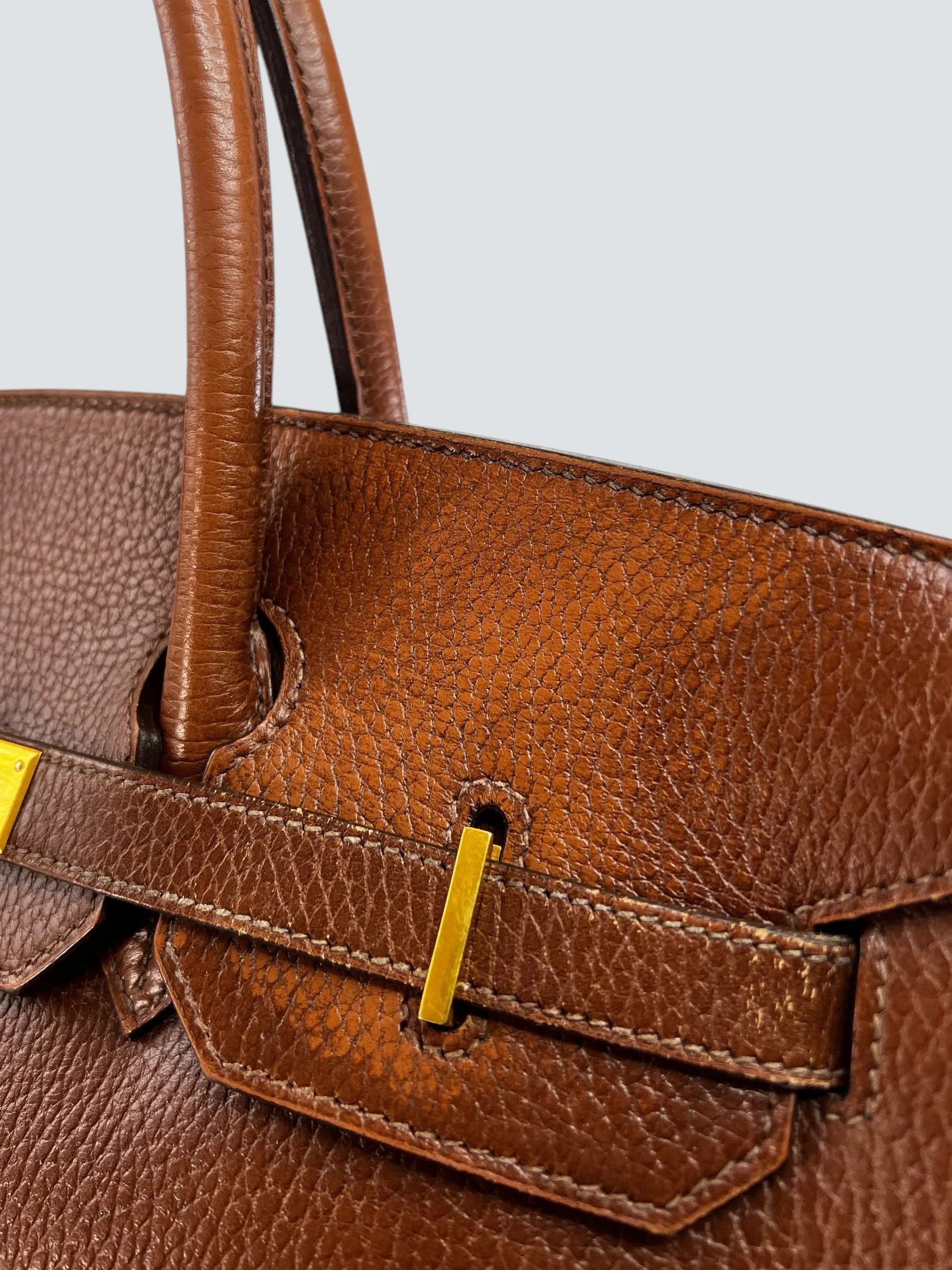 Hermes Gold Birkin 35 Ardennes Leather Handbag