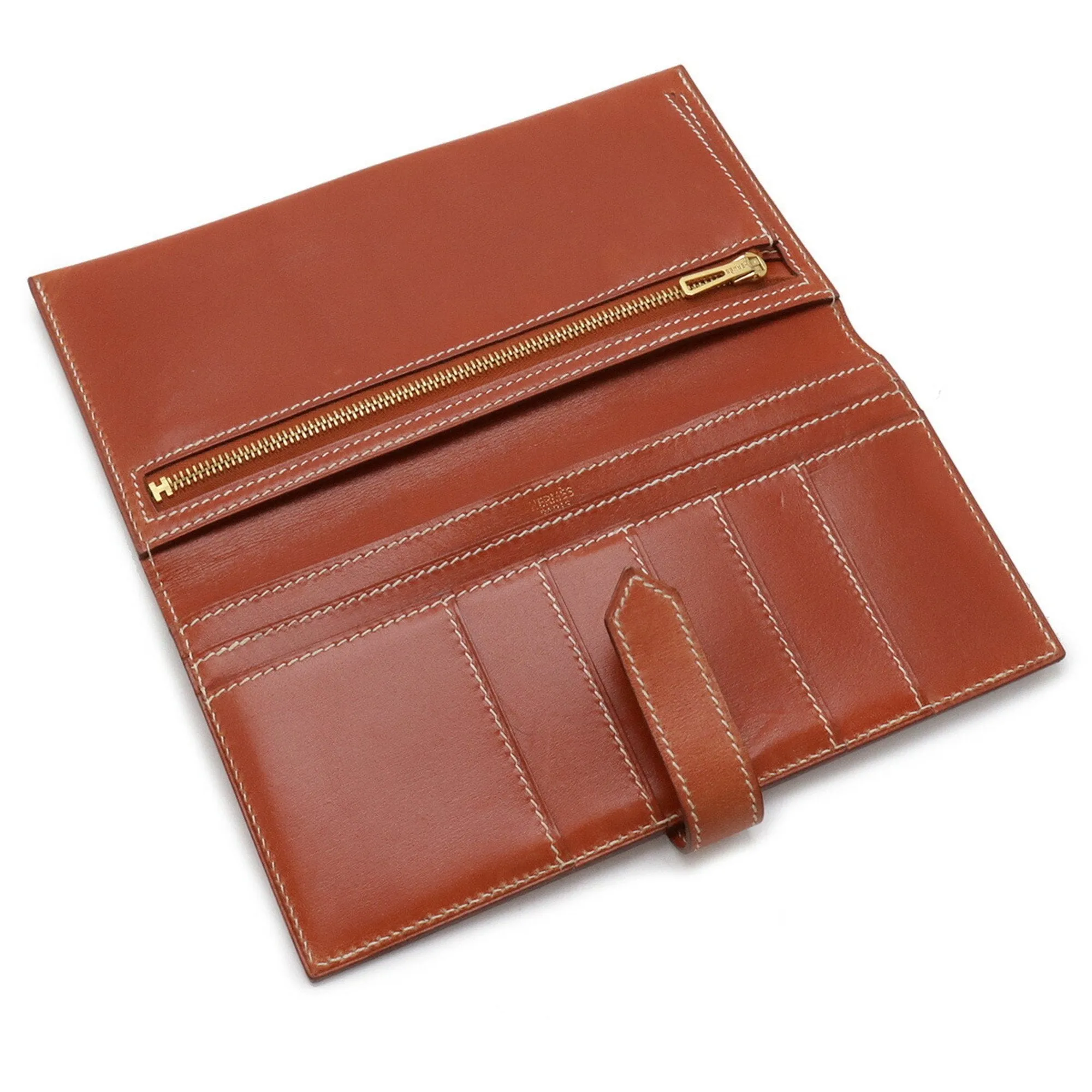 Hermes Leather Long Wallet (Bi-Fold) (Pre-Owned)