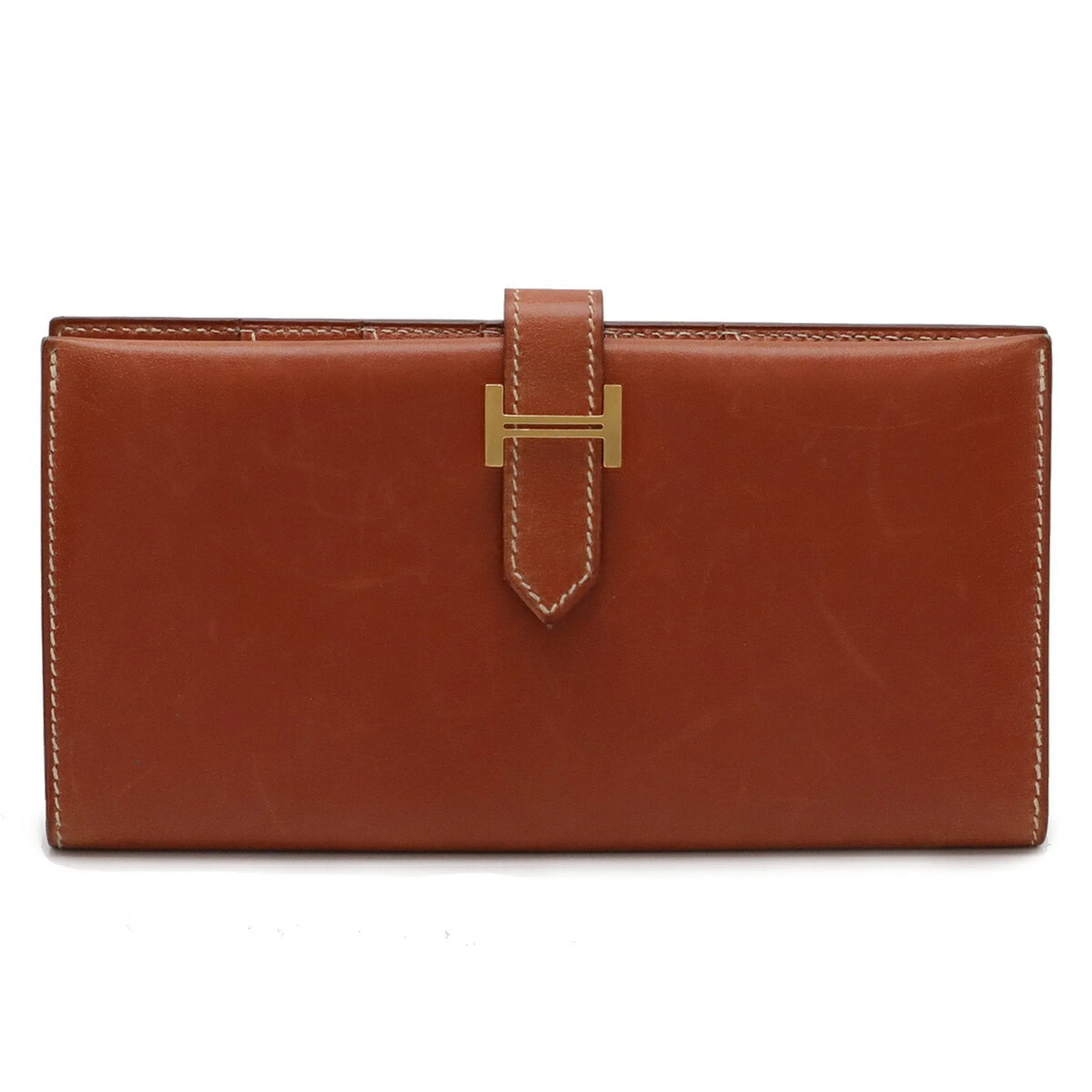 Hermes Leather Long Wallet (Bi-Fold) (Pre-Owned)