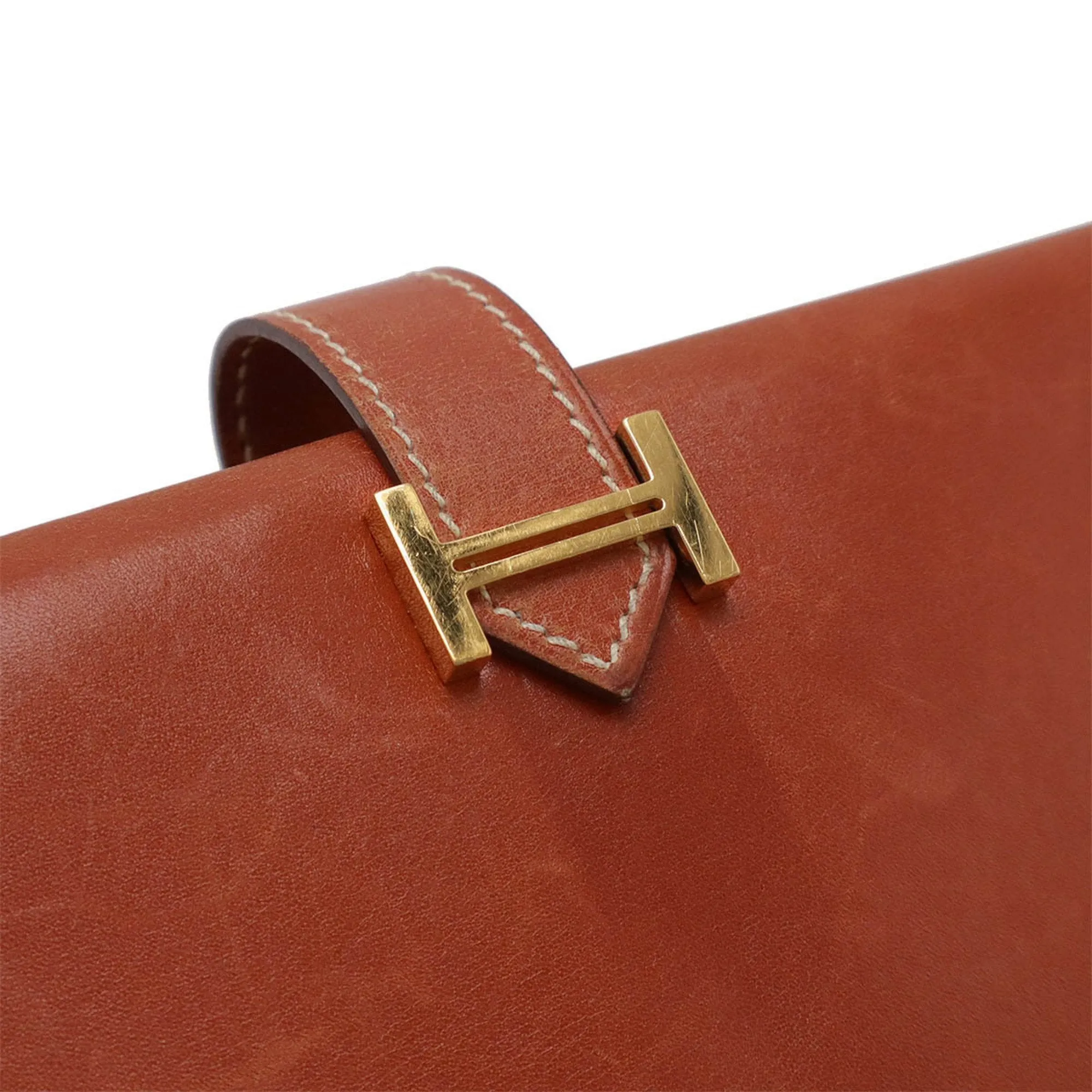 Hermes Leather Long Wallet (Bi-Fold) (Pre-Owned)