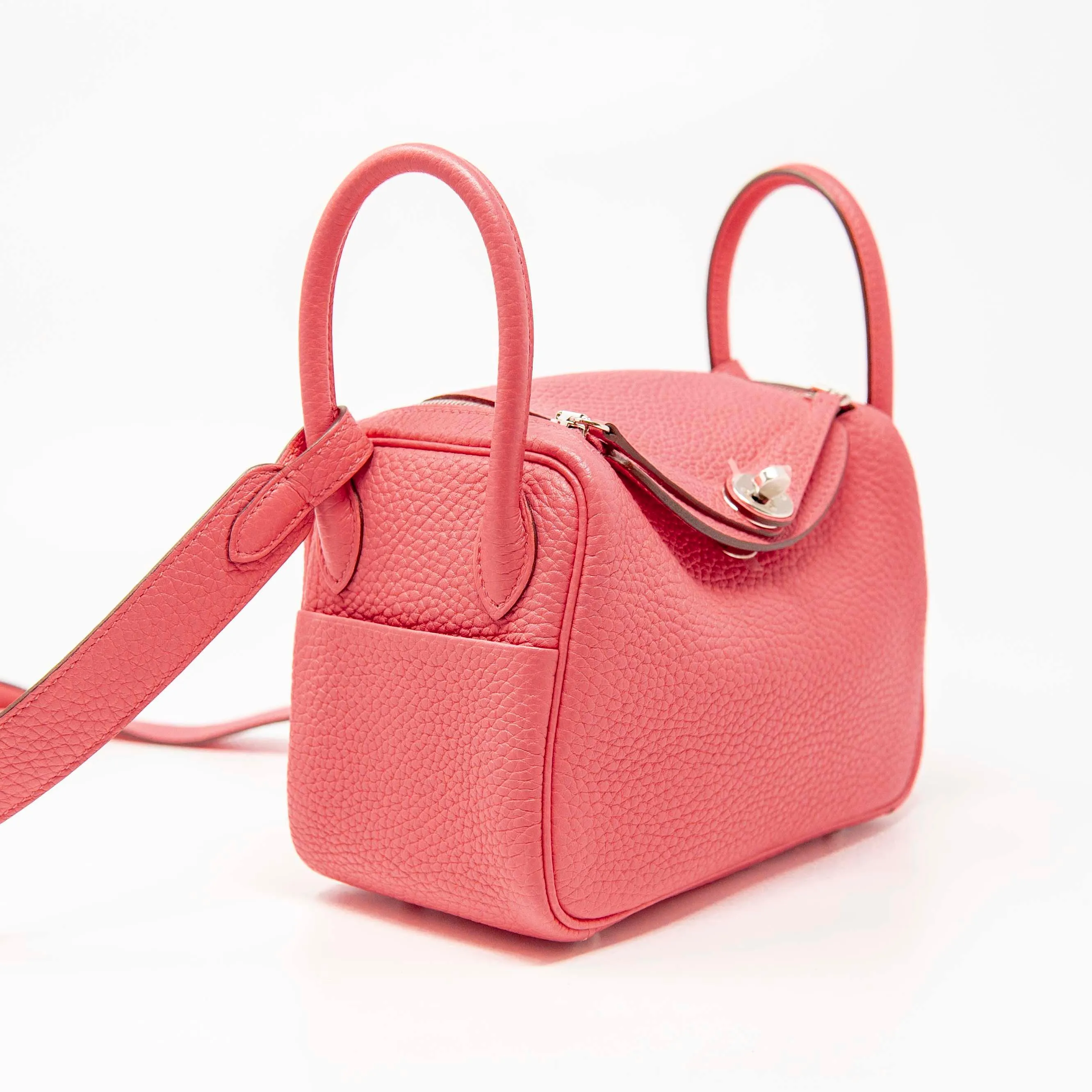 Hermes Rose Azalee Clemence Mini Lindy