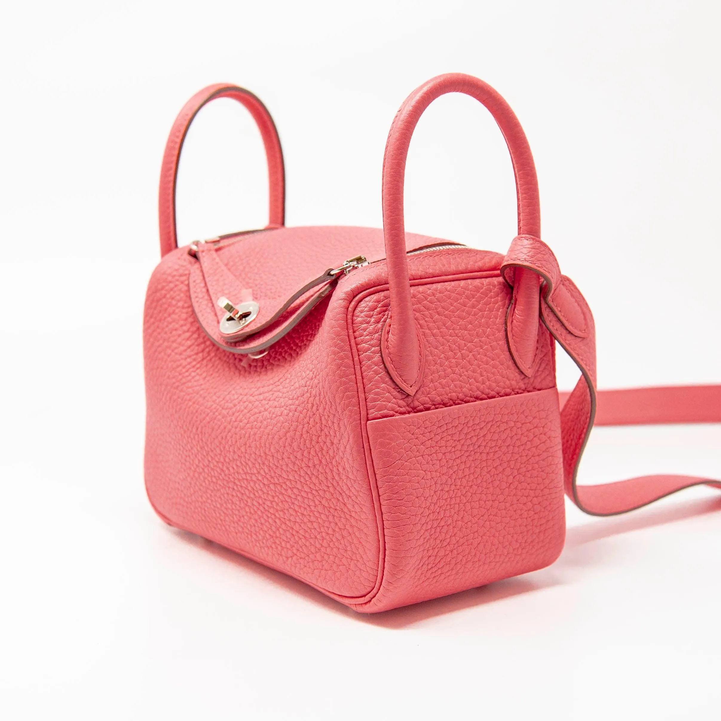 Hermes Rose Azalee Clemence Mini Lindy