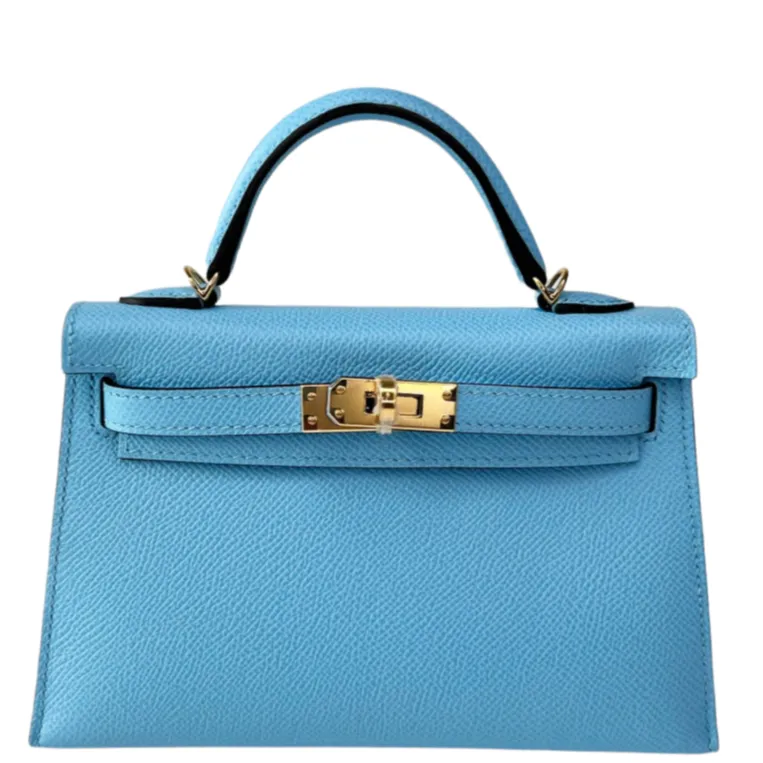 Herm??s Kelly 20 Blue Celeste Epsom Gold Hardware