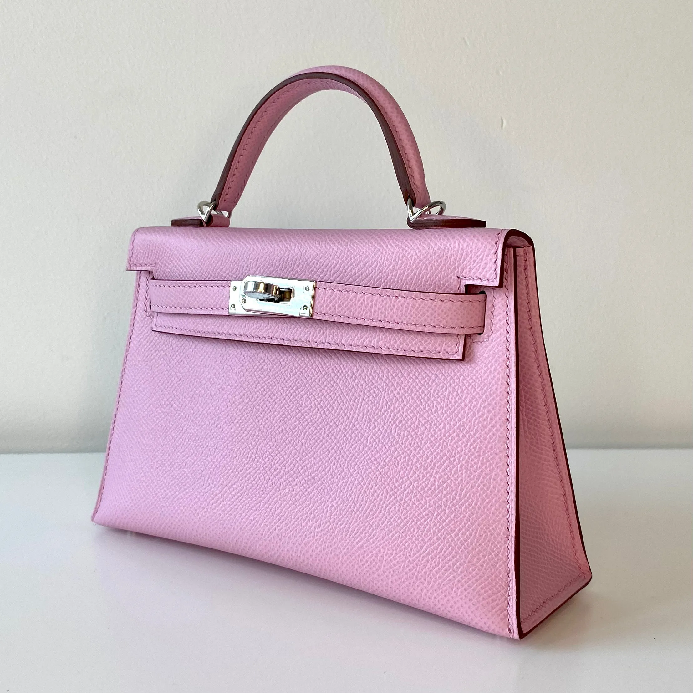 Herm??s Kelly 20 Mauve Sylvester Epsom Palladium Hardware