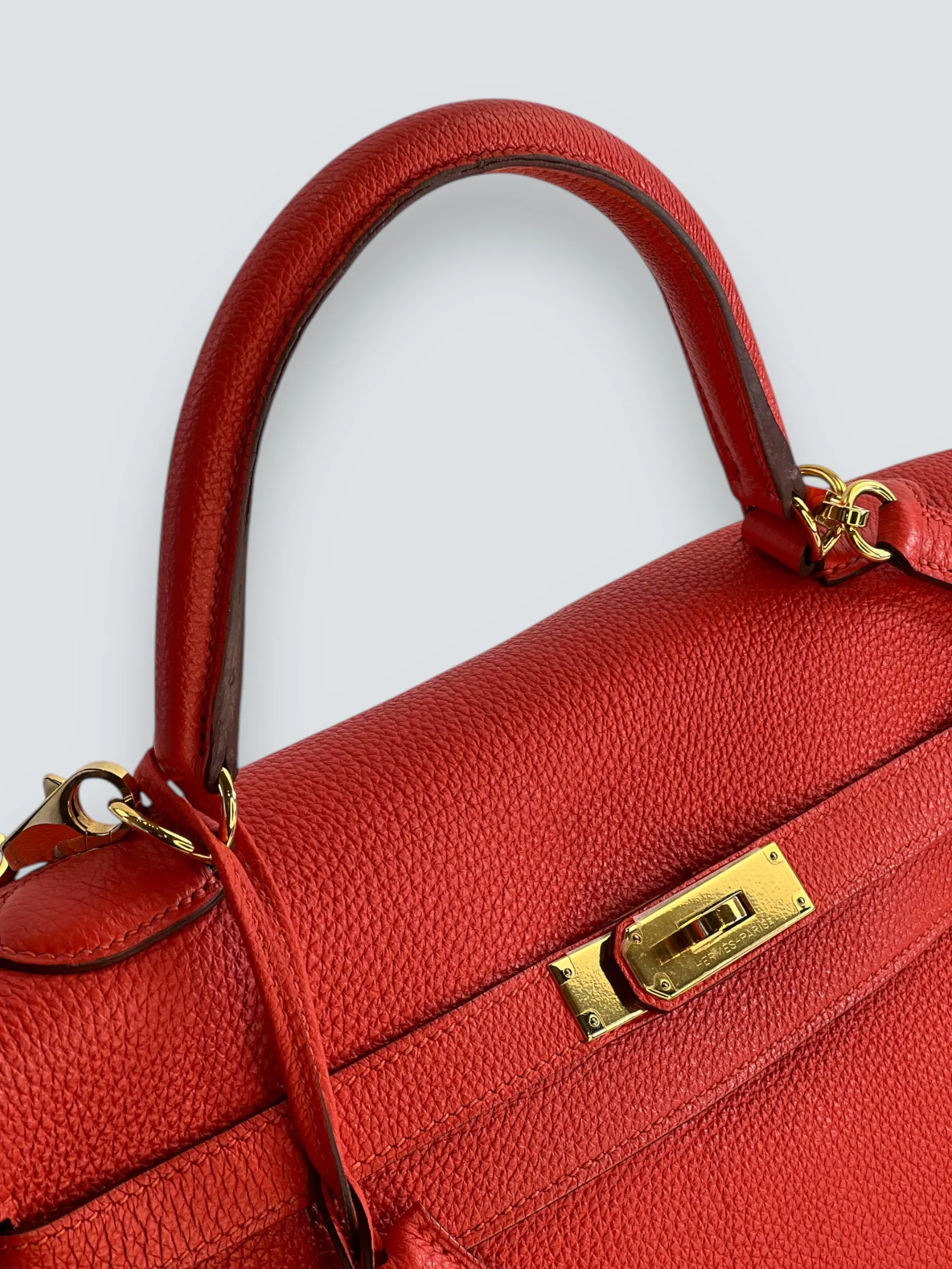 Herm??s Orange Red "Capucine" Togo Leather Kelly 35