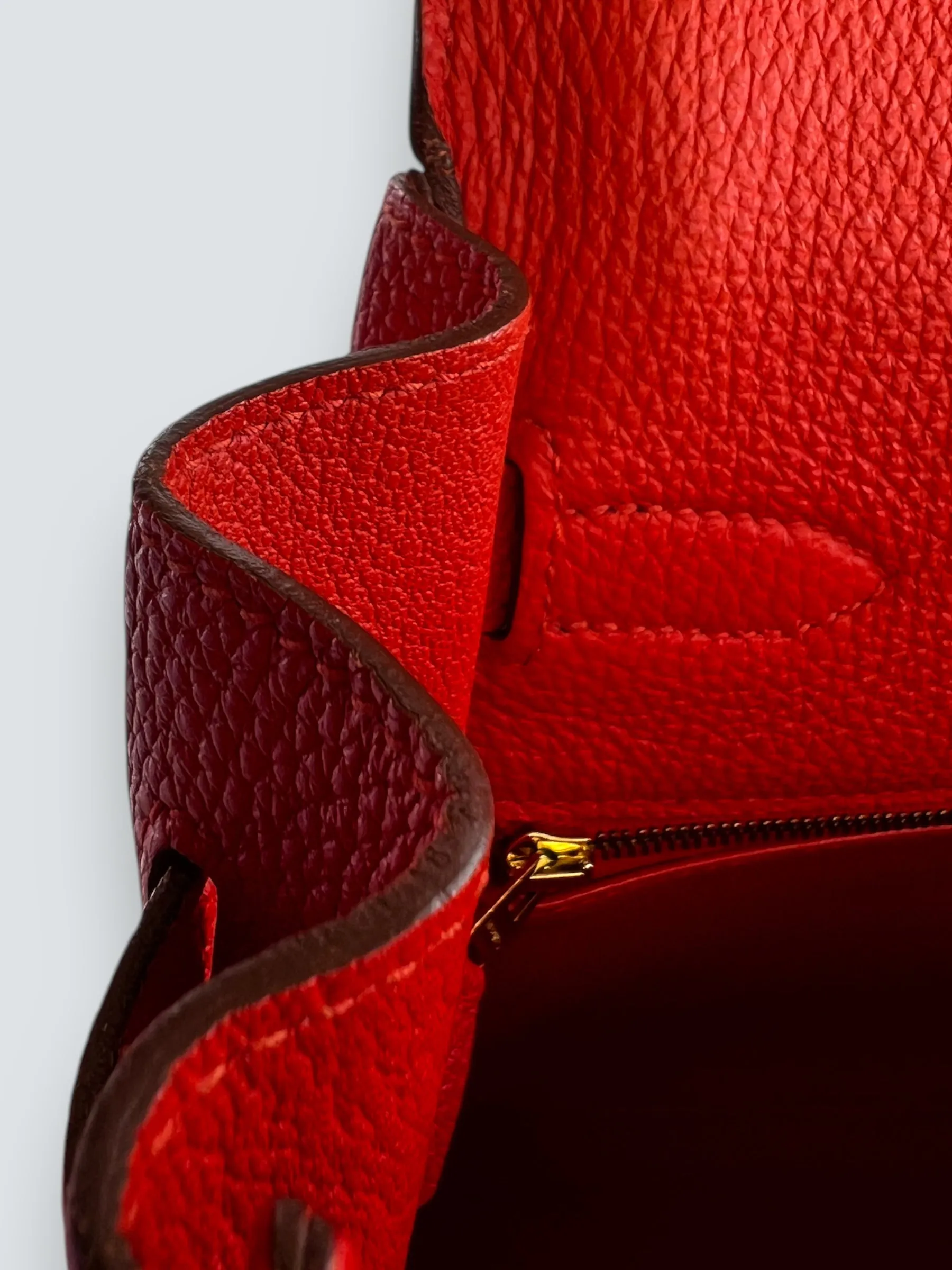 Herm??s Orange Red "Capucine" Togo Leather Kelly 35