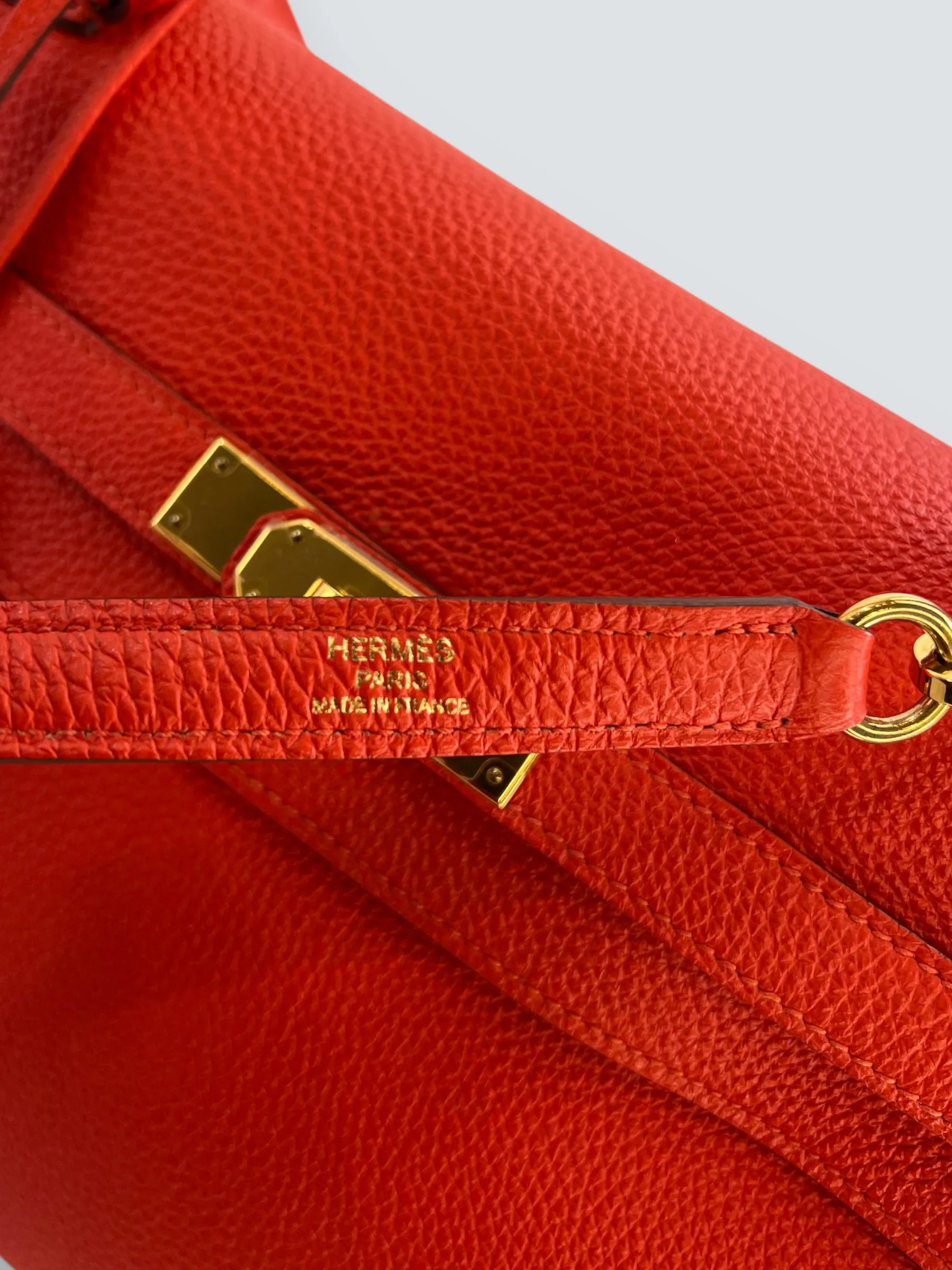 Herm??s Orange Red "Capucine" Togo Leather Kelly 35