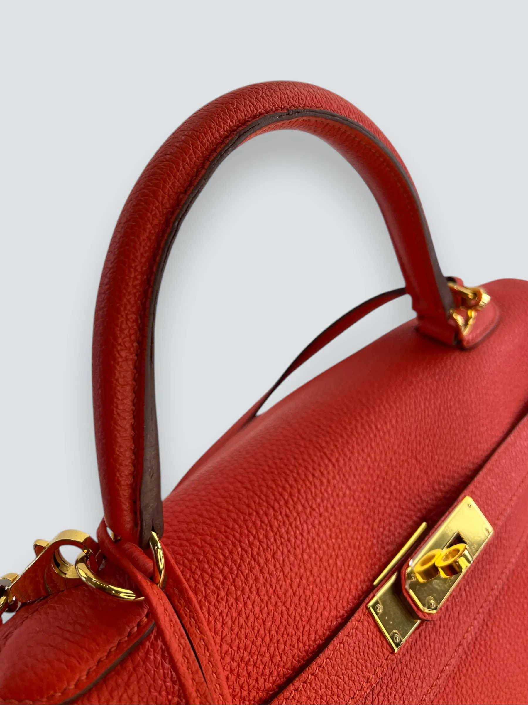 Herm??s Orange Red "Capucine" Togo Leather Kelly 35