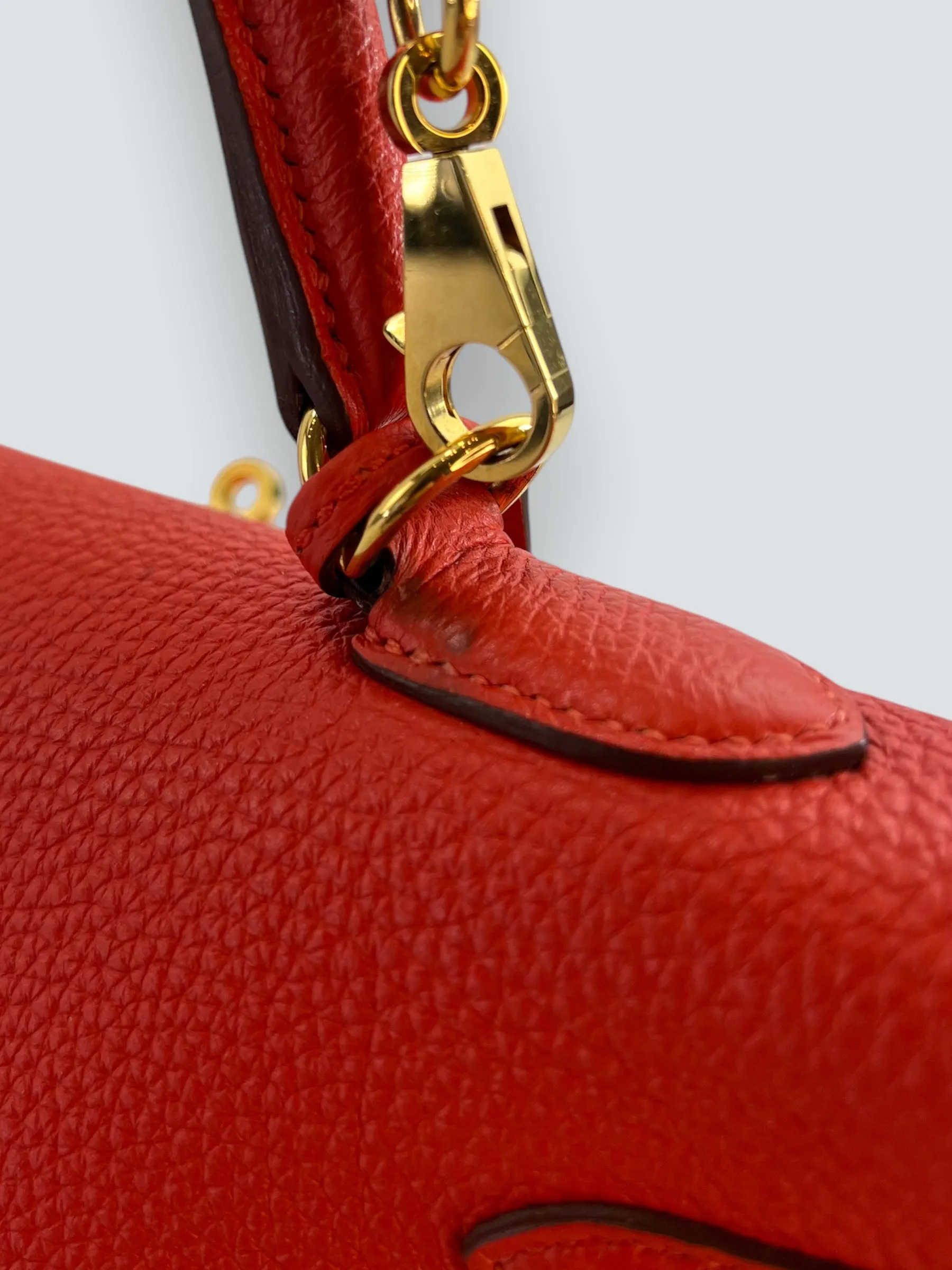 Herm??s Orange Red "Capucine" Togo Leather Kelly 35