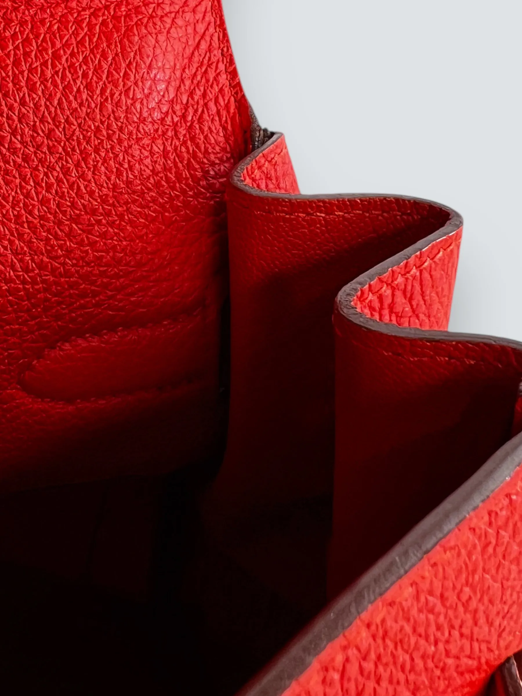 Herm??s Orange Red "Capucine" Togo Leather Kelly 35