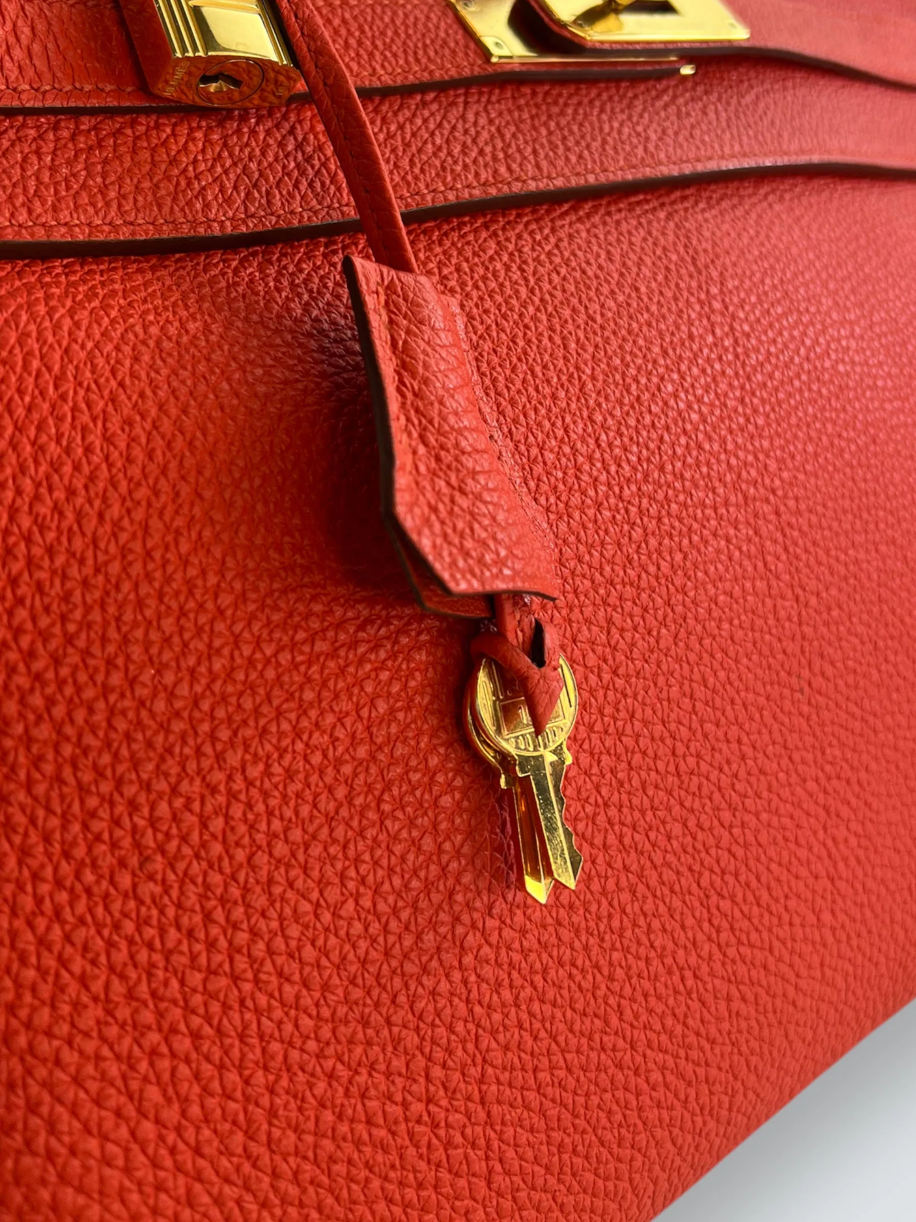 Herm??s Orange Red "Capucine" Togo Leather Kelly 35