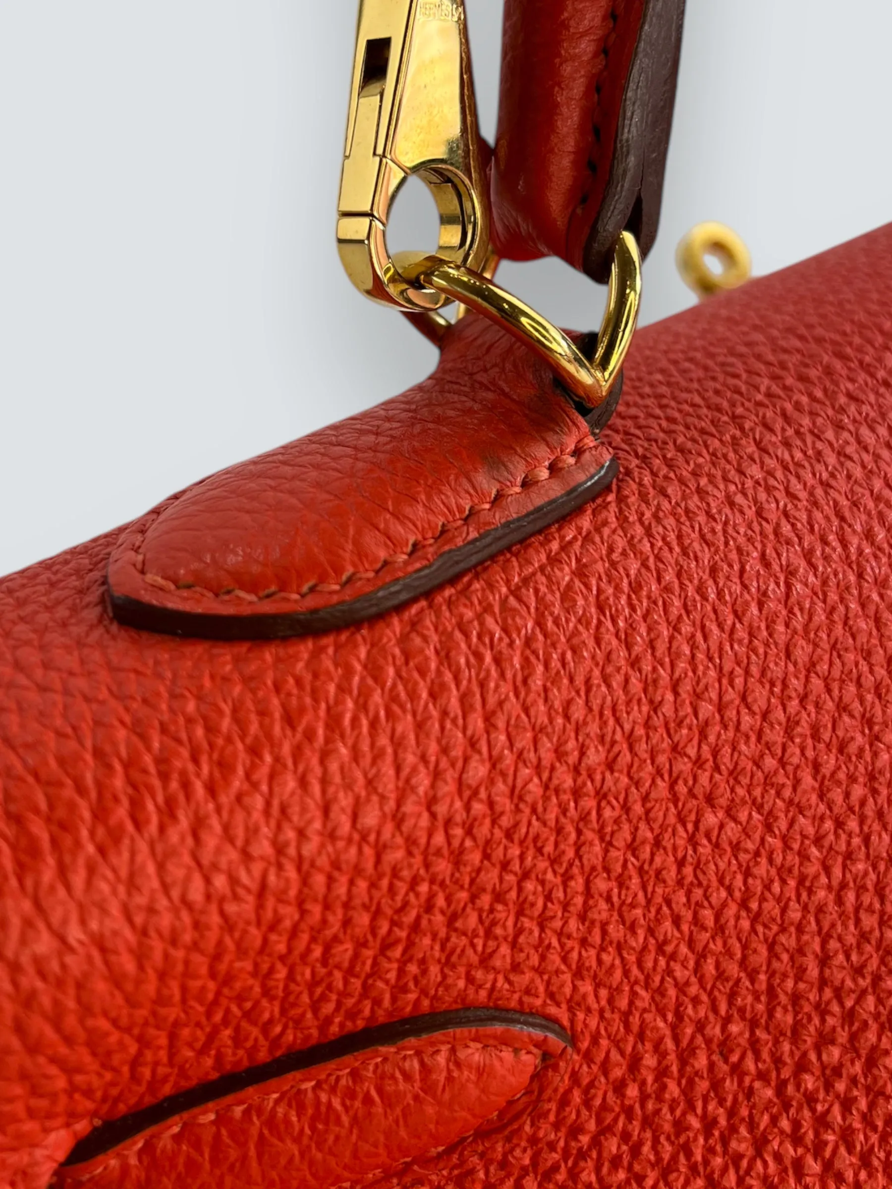 Herm??s Orange Red "Capucine" Togo Leather Kelly 35