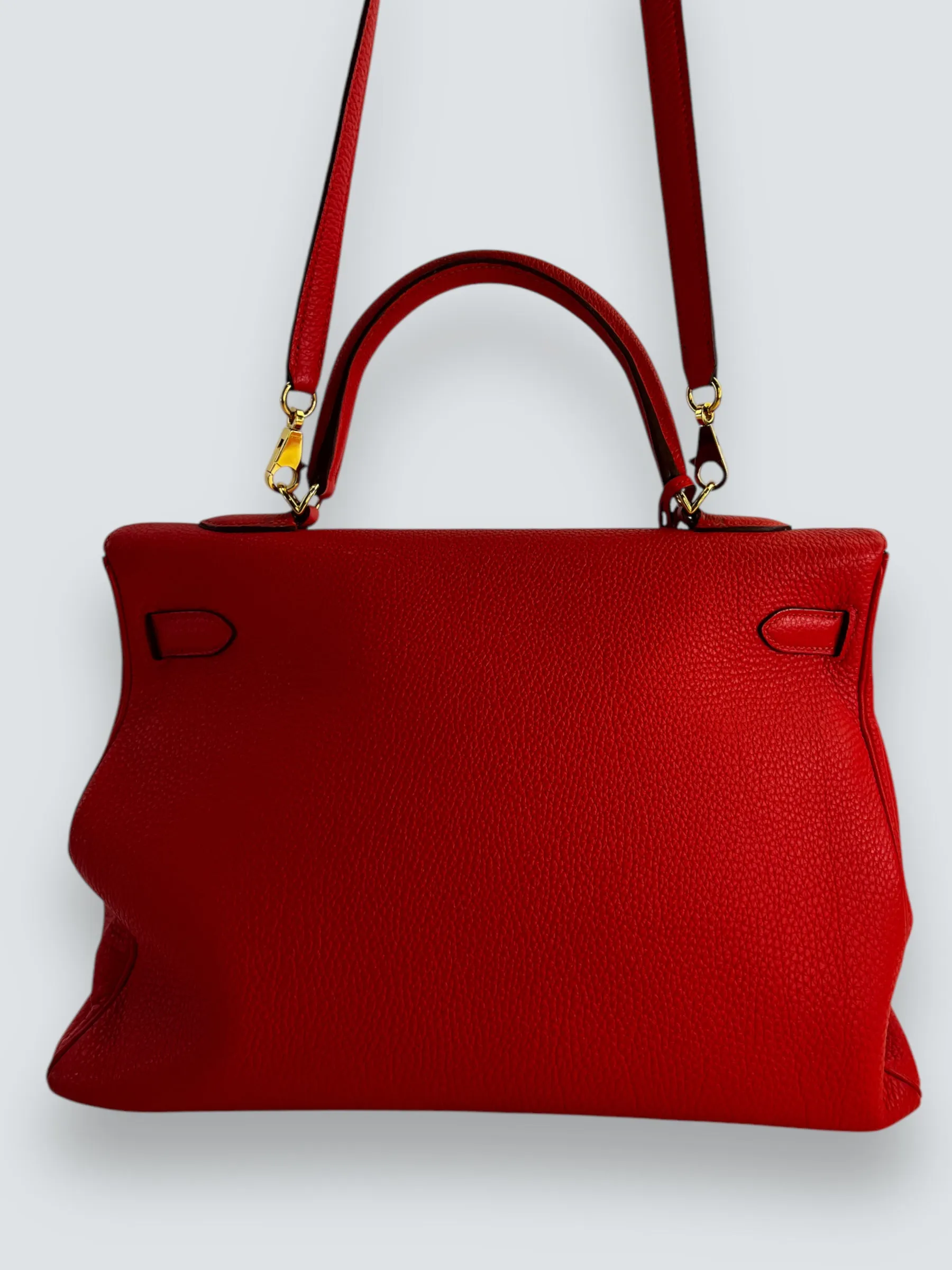 Herm??s Orange Red "Capucine" Togo Leather Kelly 35