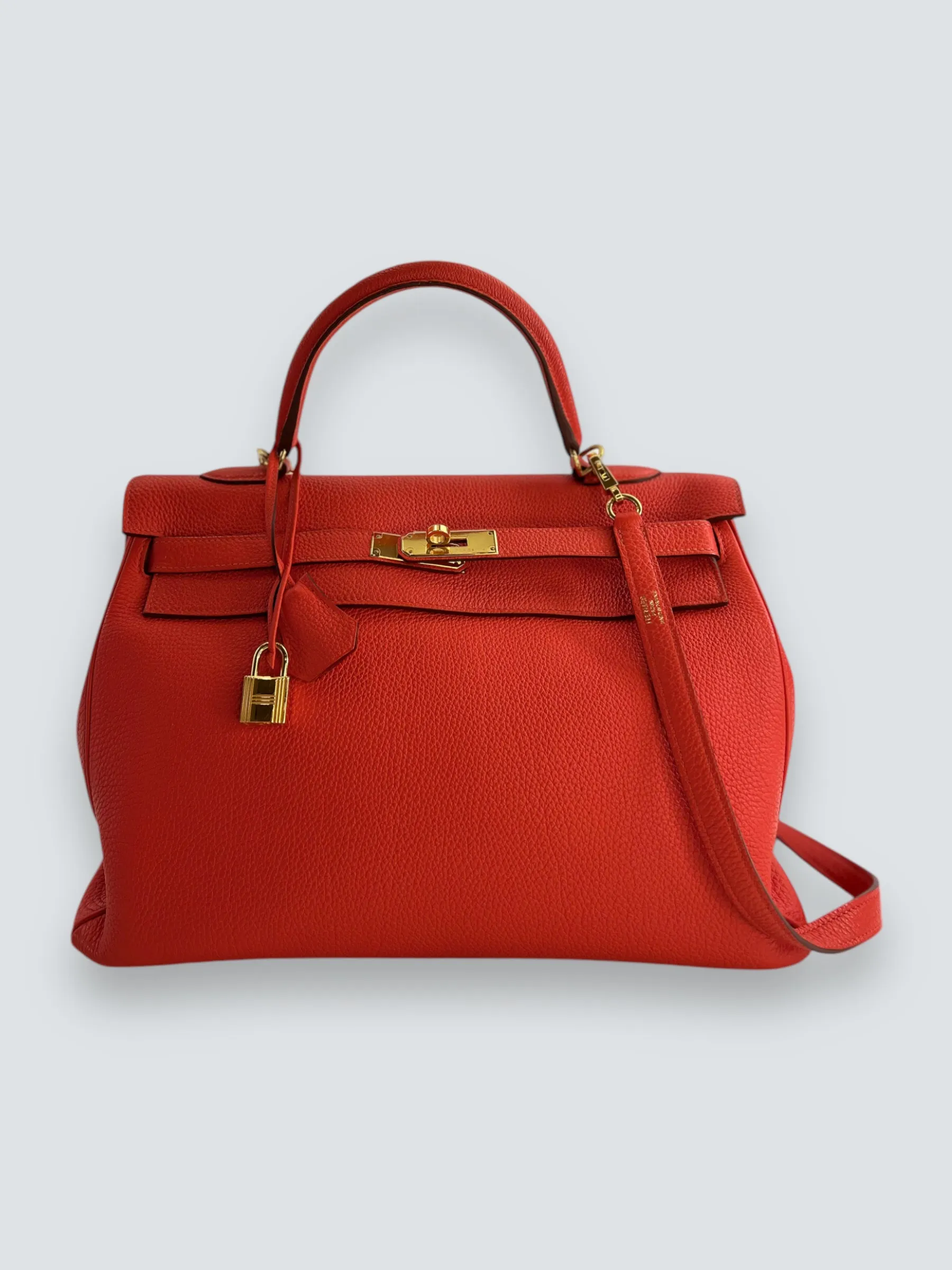 Herm??s Orange Red "Capucine" Togo Leather Kelly 35