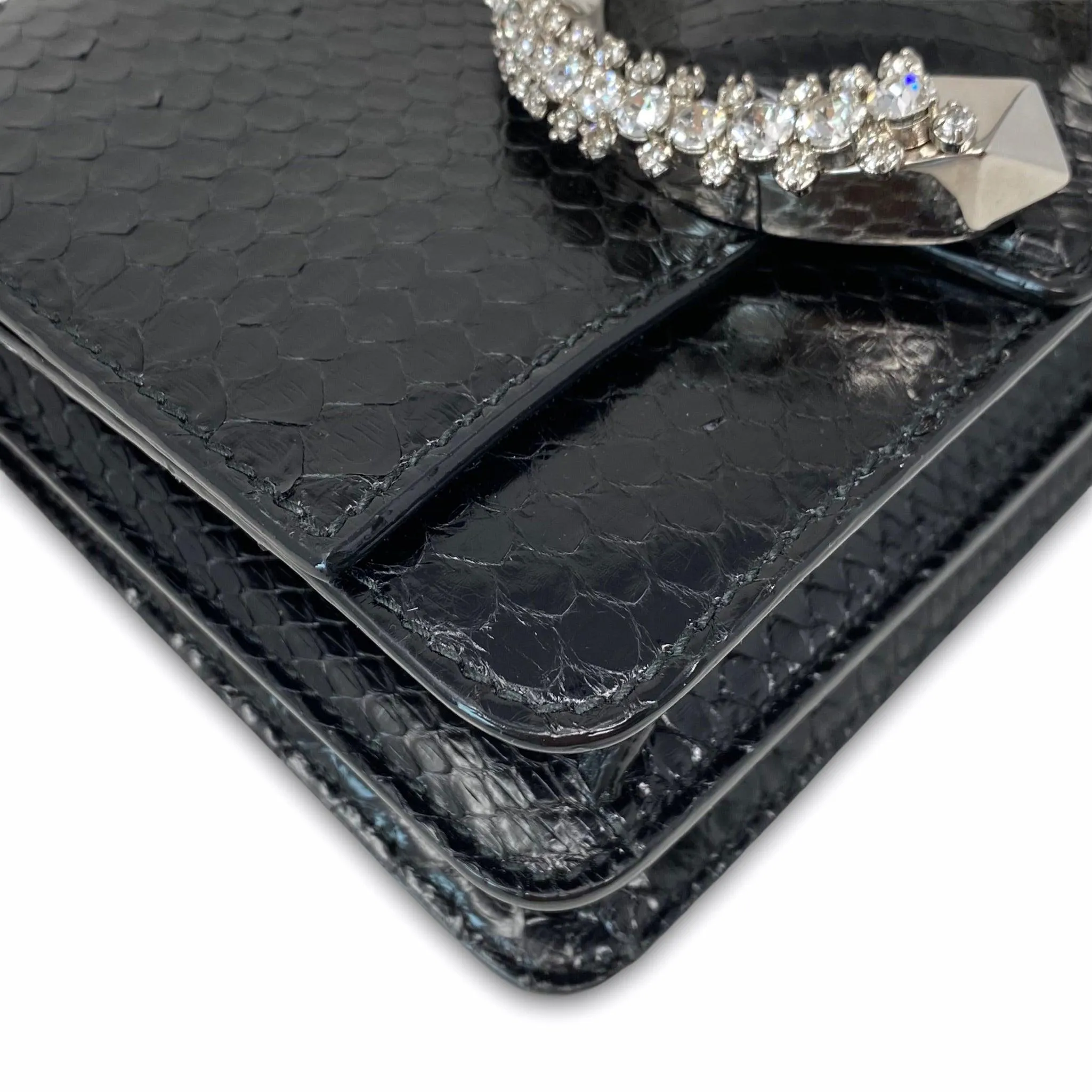 Jimmy Choo Black Python Madeline Bag