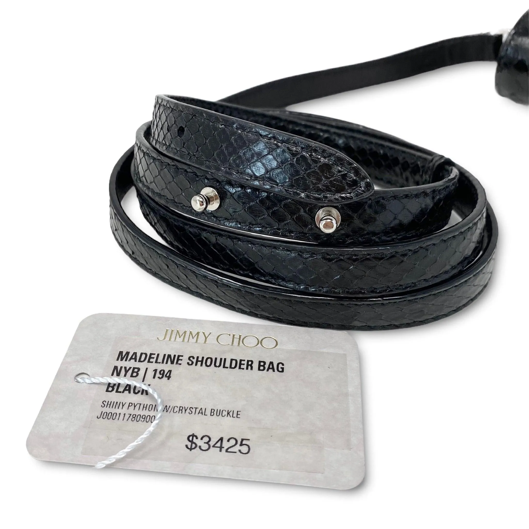 Jimmy Choo Black Python Madeline Bag