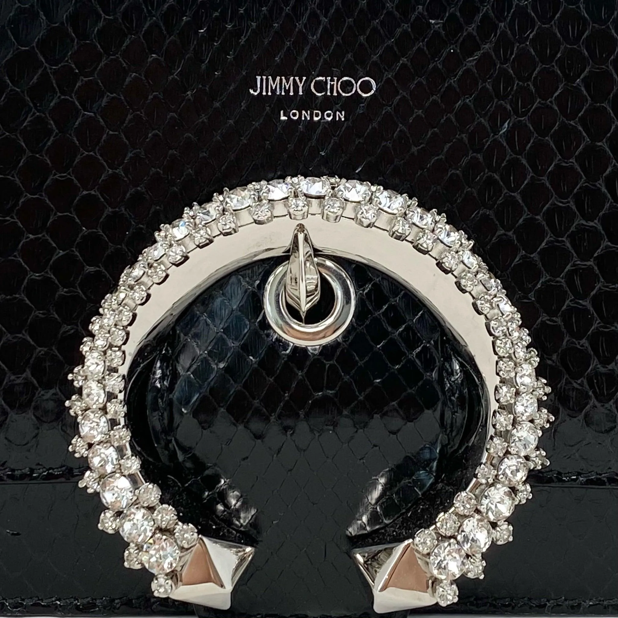 Jimmy Choo Black Python Madeline Bag