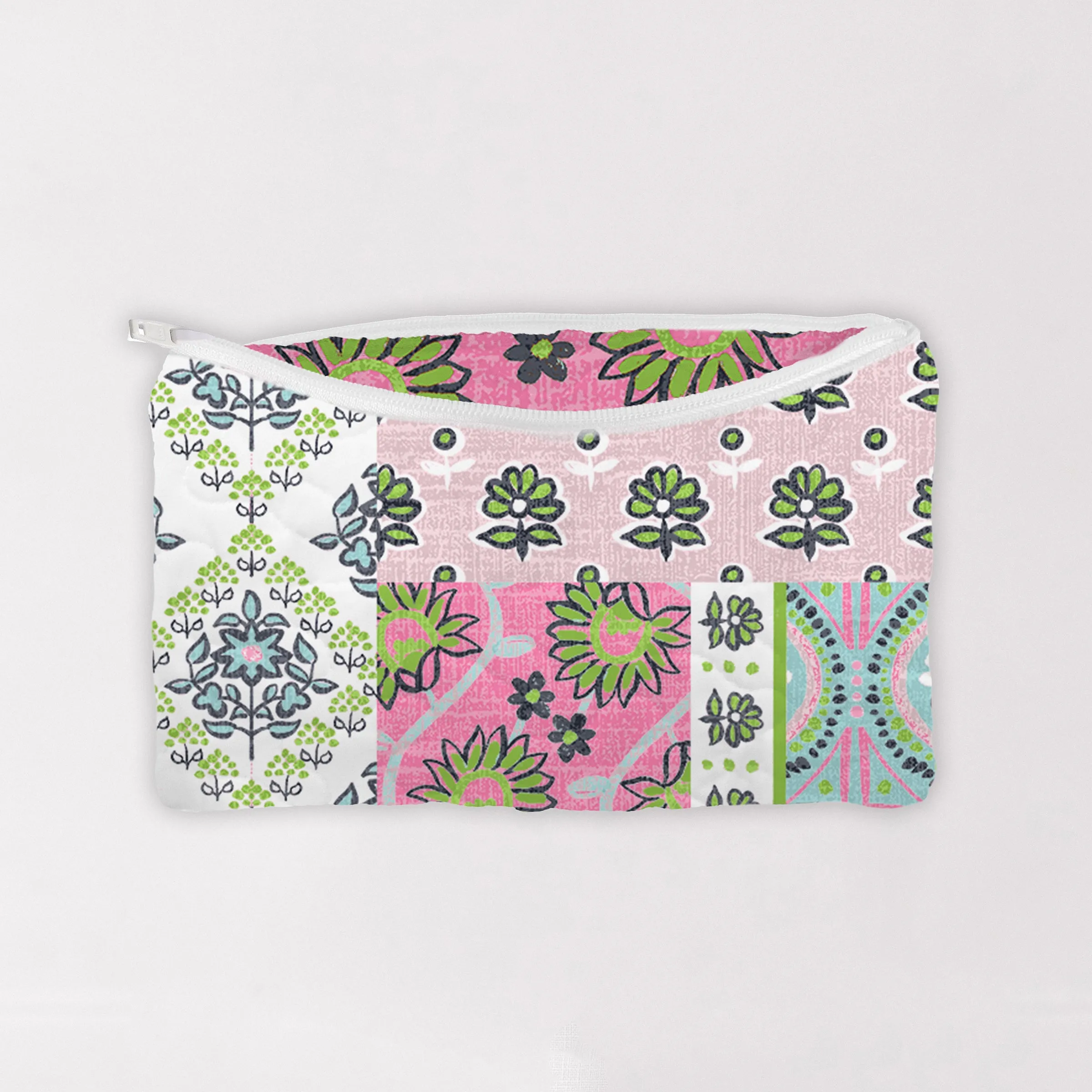 Laramie Patchwork in Green Quilted Makeup Bag
