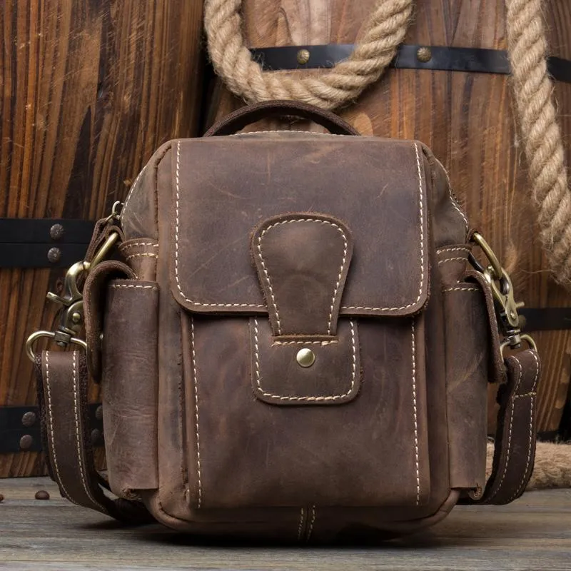 Leather Belt Pouch Mens Camera Bag Waist Bag Shoulder Bag for Men