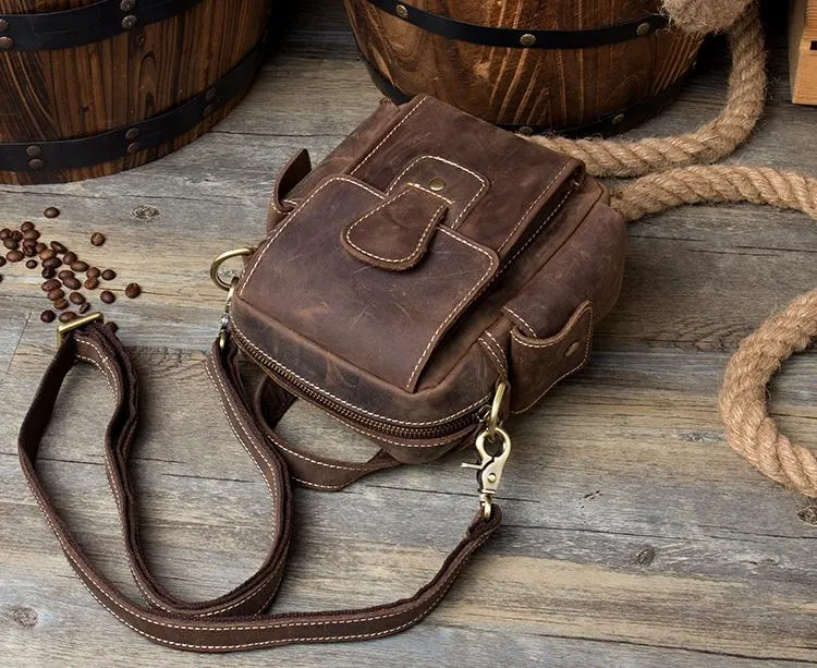 Leather Belt Pouch Mens Camera Bag Waist Bag Shoulder Bag for Men