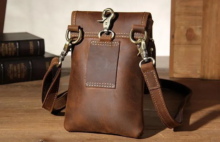 Leather Belt Pouch Mens Small Cases Waist Bag Belt Bag Shoulder Bags for Men