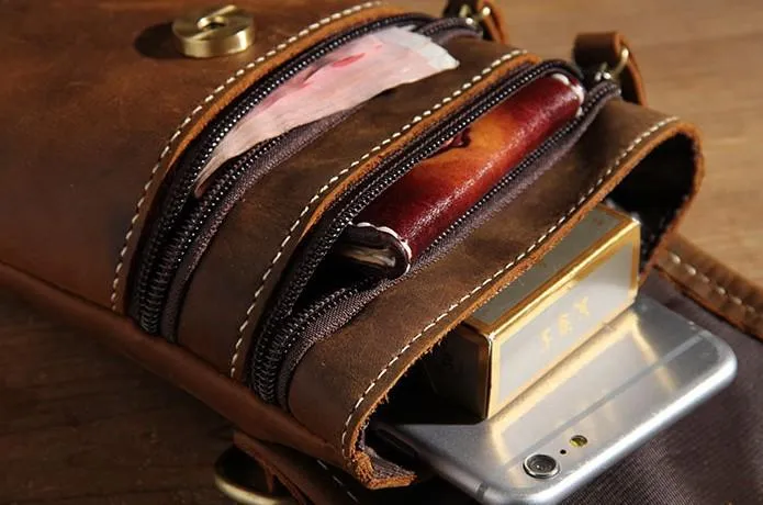 Leather Belt Pouch Mens Small Cases Waist Bag Belt Bag Shoulder Bags for Men