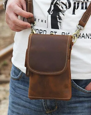 Leather Belt Pouch Mens Small Cases Waist Bag Belt Bag Shoulder Bags for Men