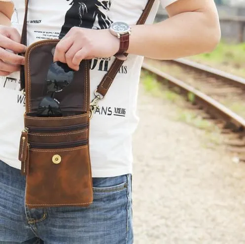 Leather Belt Pouch Mens Small Cases Waist Bag Belt Bag Shoulder Bags for Men