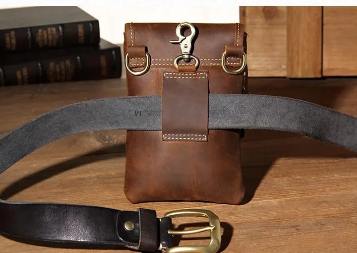 Leather Belt Pouch Mens Small Cases Waist Bag Belt Bag Shoulder Bags for Men