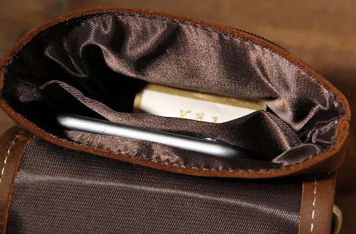 Leather Belt Pouch Mens Small Cases Waist Bag Belt Bag Shoulder Bags for Men