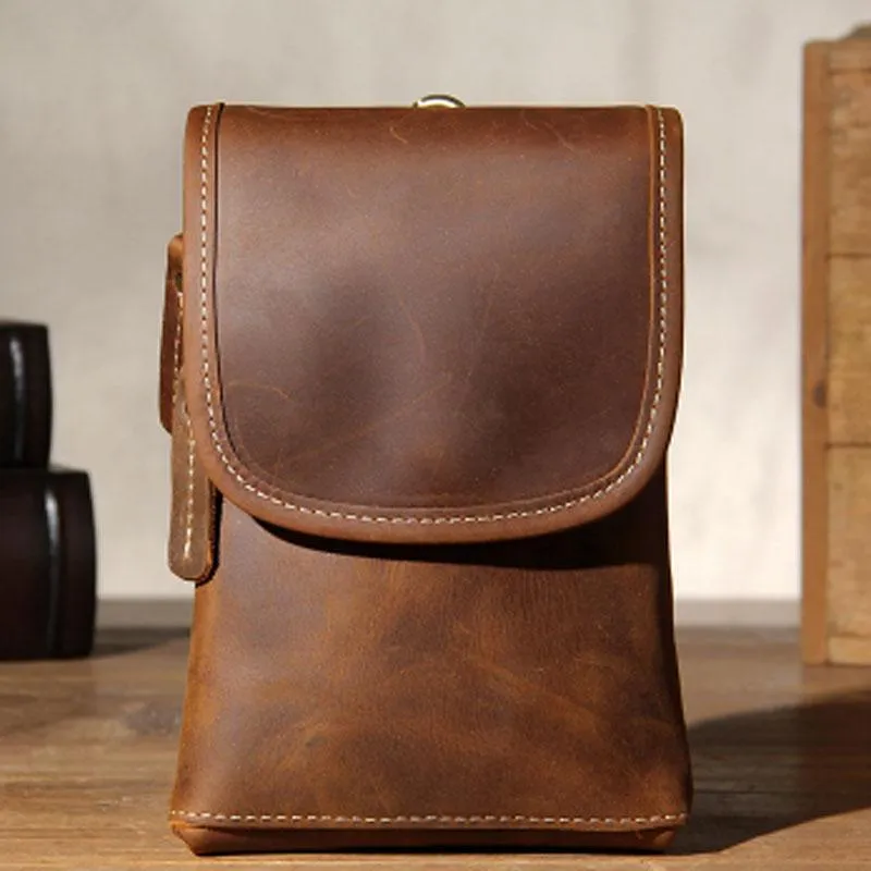 Leather Belt Pouch Mens Small Cases Waist Bag Belt Bag Shoulder Bags for Men