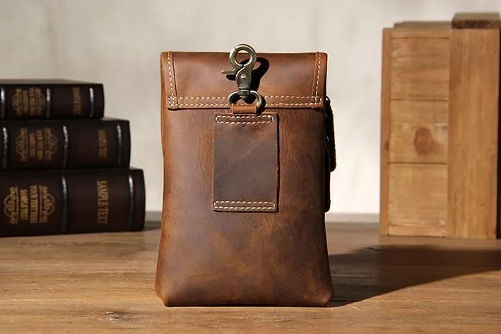 Leather Belt Pouch Mens Small Cases Waist Bag Belt Bag Shoulder Bags for Men